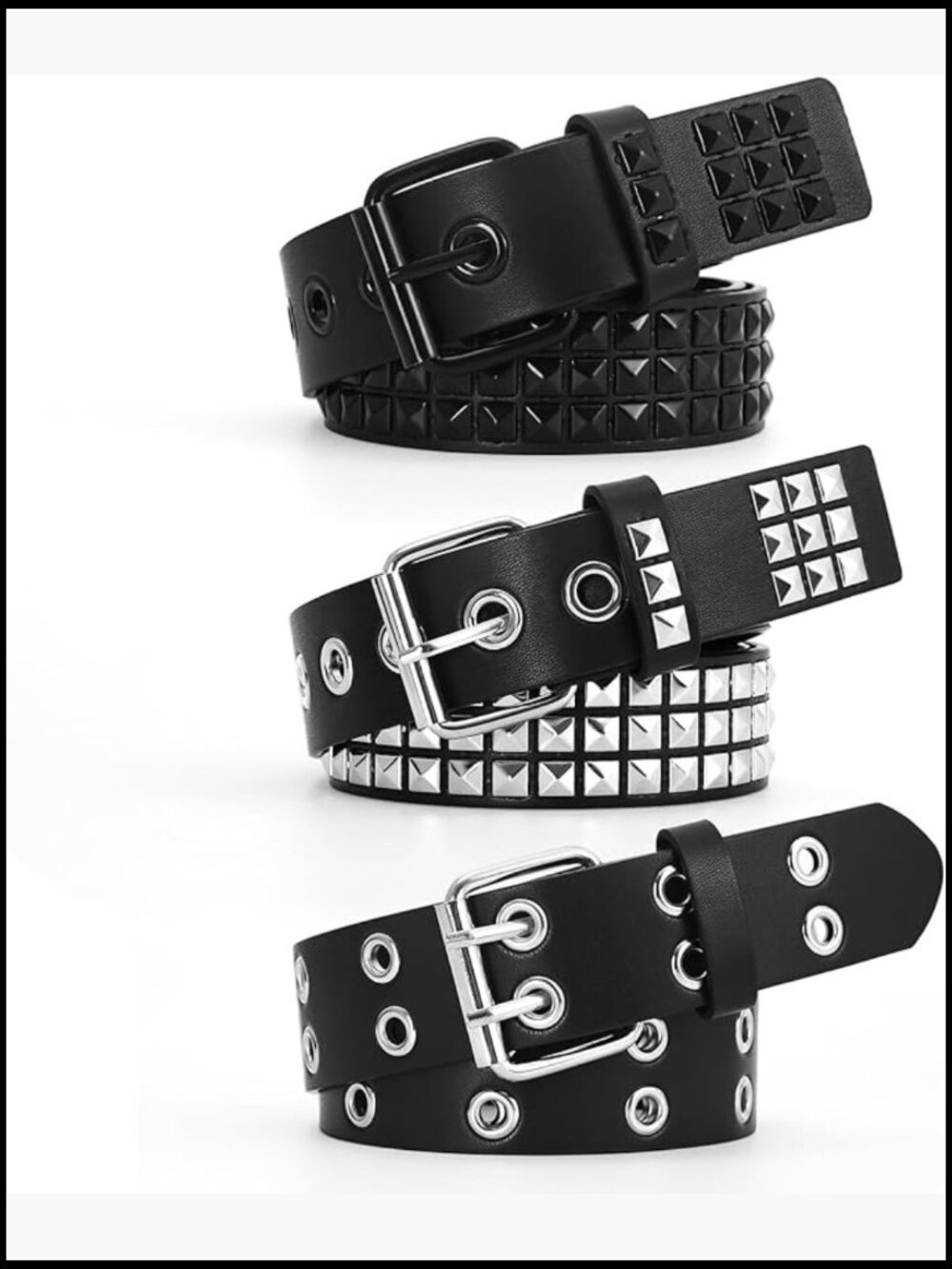 Studded Punk Rock Belt with Pyramid Rivets, Artificial Leather